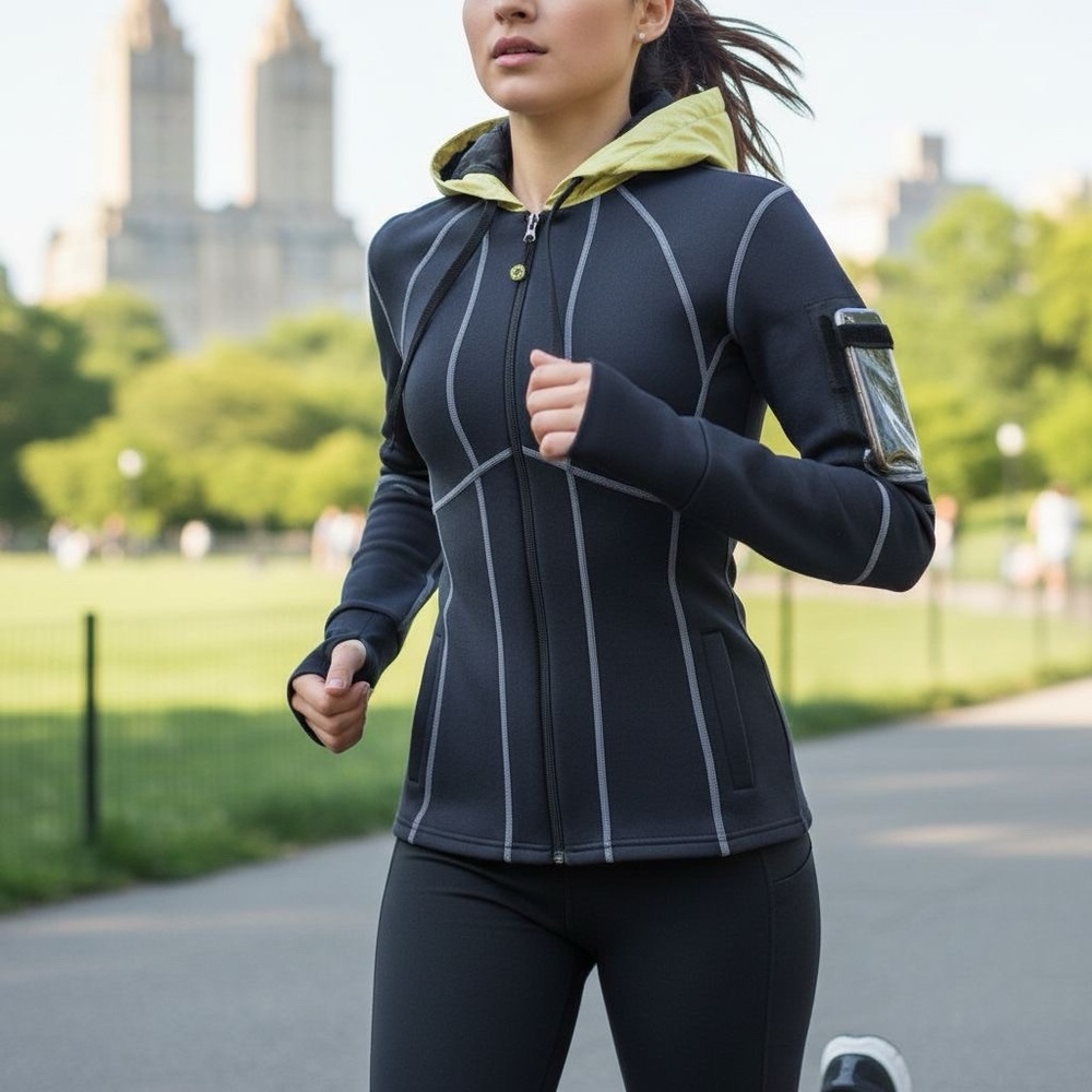ZAGGORA BURN MORE CALORIES W HOT BODY WATERPROOF BLACK TRACK JACKET W HOOD SZ: M